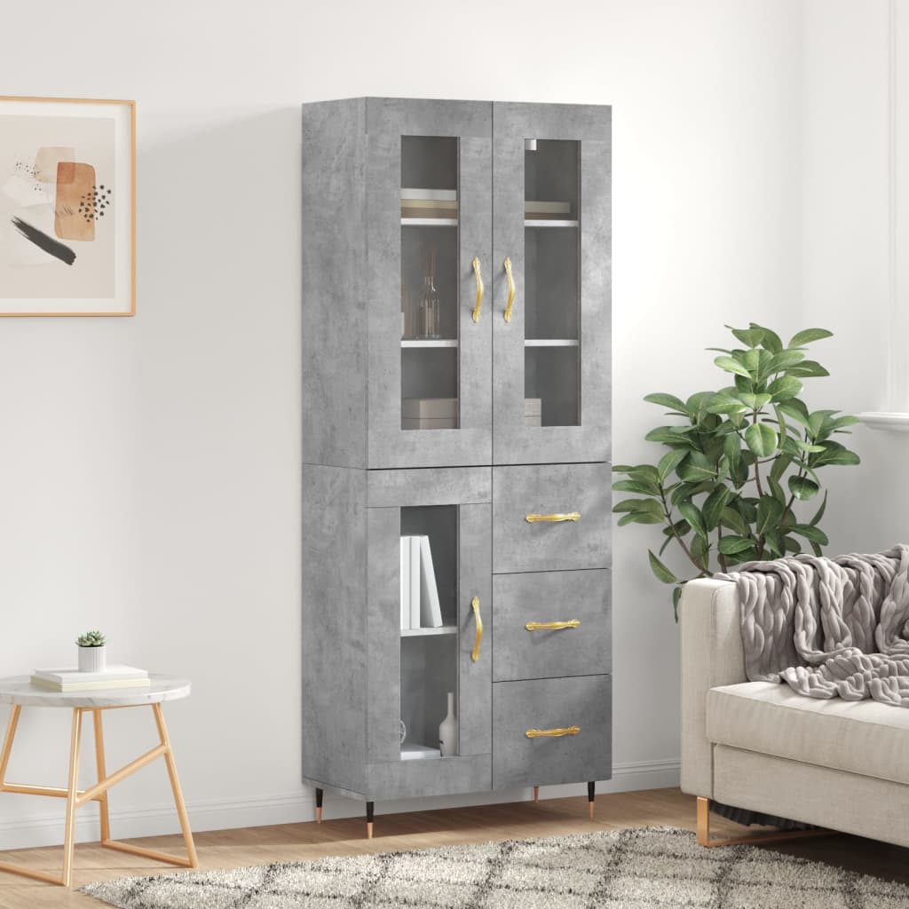 Skříň Highboard Šedá Sonoma 69,5 X 34 X 180 Cm Kompozitní Dřevo