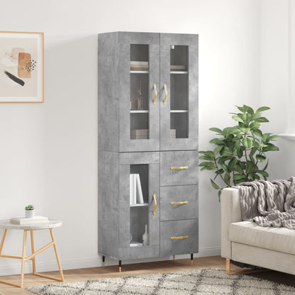 Skříň Highboard Šedá Sonoma 69,5 X 34 X 180 Cm Kompozitní Dřevo