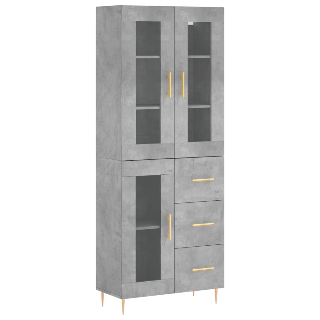 Skříň Highboard Betonově Šedá 69,5X34X180 Cm Kompozitní Dřevo