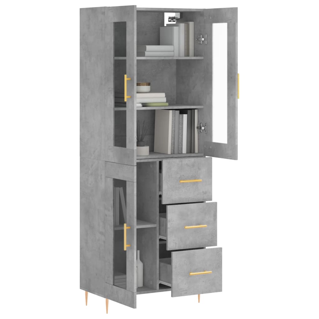 Skříň Highboard Betonově Šedá 69,5X34X180 Cm Kompozitní Dřevo