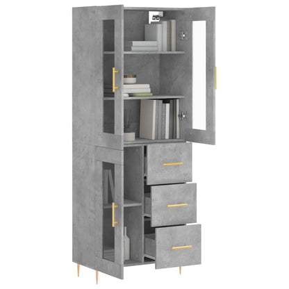 Skříň Highboard Betonově Šedá 69,5X34X180 Cm Kompozitní Dřevo