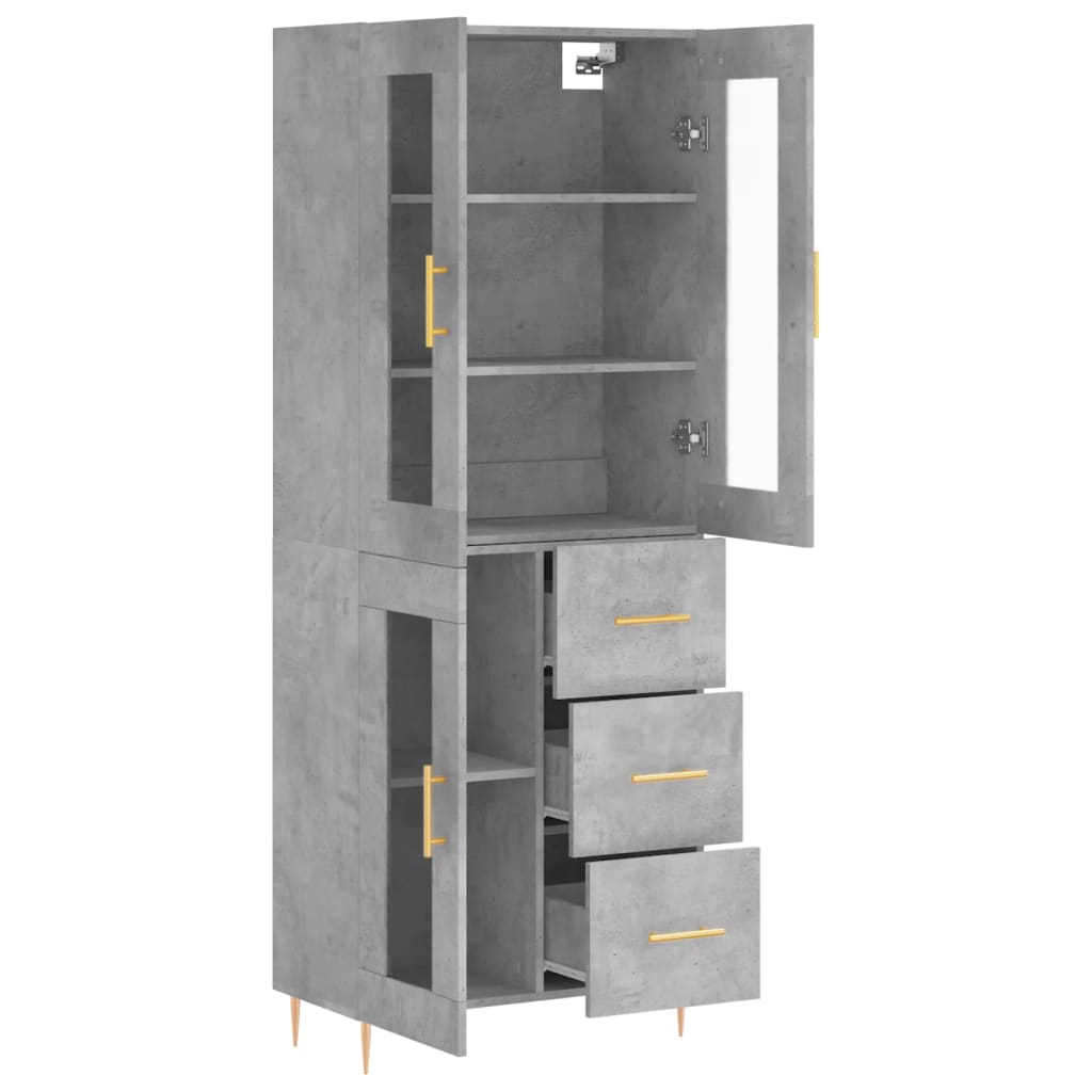 Skříň Highboard Betonově Šedá 69,5X34X180 Cm Kompozitní Dřevo