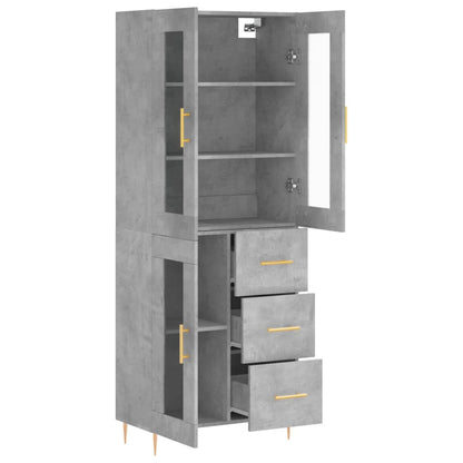 Skříň Highboard Betonově Šedá 69,5X34X180 Cm Kompozitní Dřevo