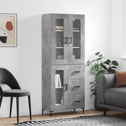 Skříň Highboard Šedá Sonoma 69,5 X 34 X 180 Cm Kompozitní Dřevo