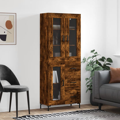 Skříň Highboard Šedá Sonoma 69,5 X 34 X 180 Cm Kompozitní Dřevo