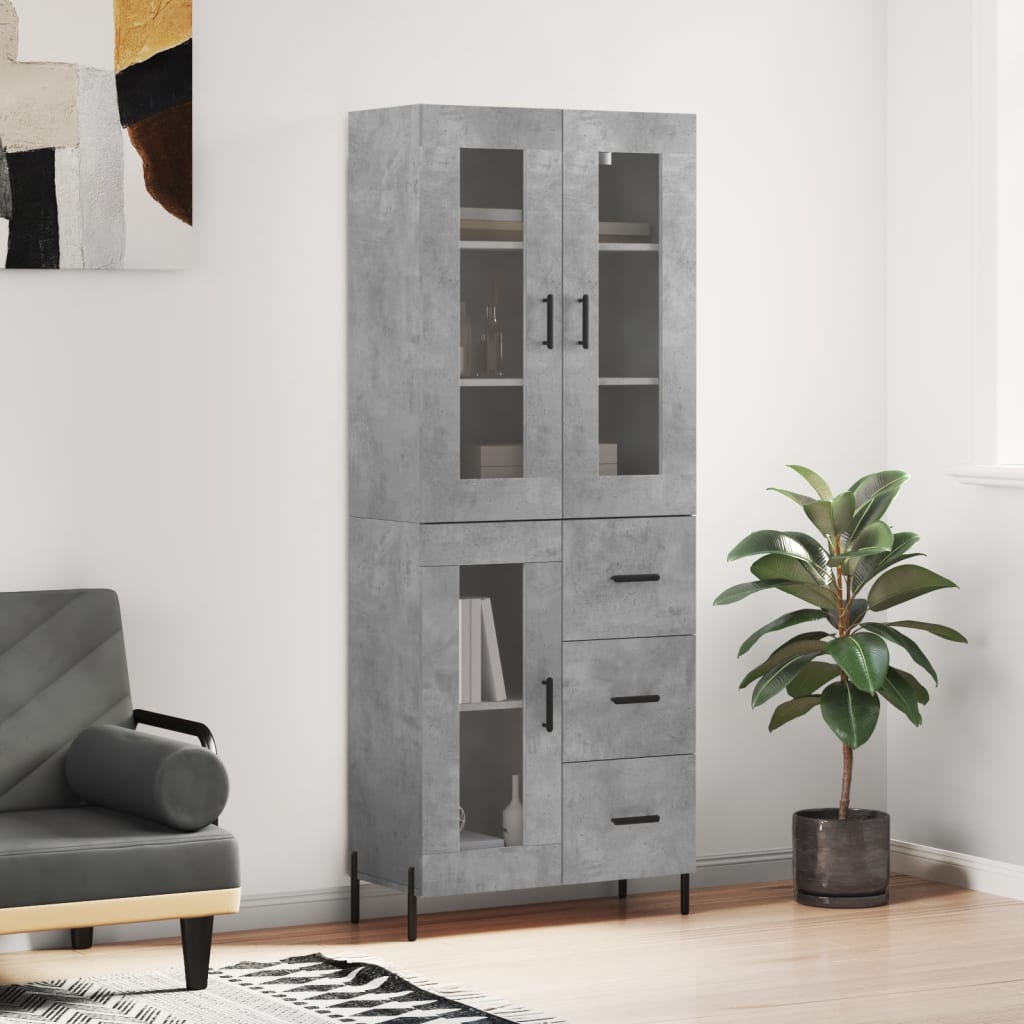 Skříň Highboard Betonově Šedá 69,5X34X180 Cm Kompozitní Dřevo