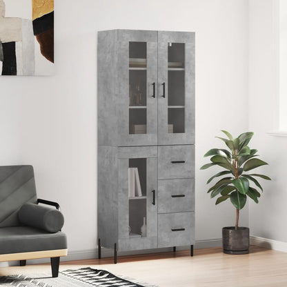 Skříň Highboard Betonově Šedá 69,5X34X180 Cm Kompozitní Dřevo