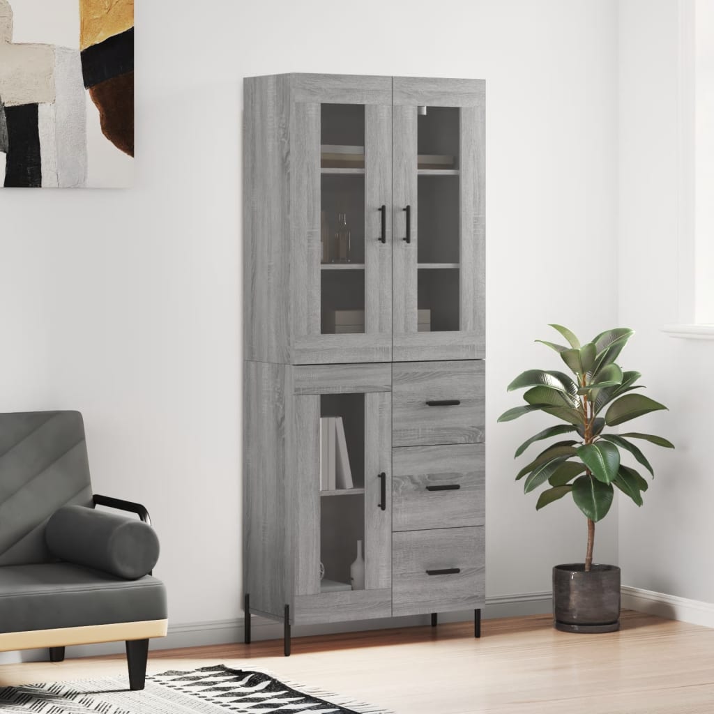 Skříň Highboard Betonově Šedá 69,5X34X180 Cm Kompozitní Dřevo