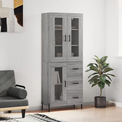 Skříň Highboard Betonově Šedá 69,5X34X180 Cm Kompozitní Dřevo