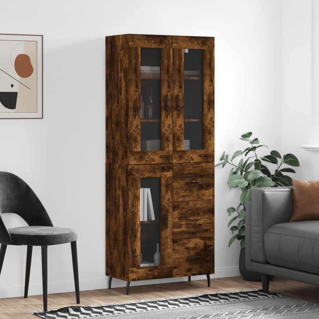 Skříň Highboard Betonově Šedá 69,5X34X180 Cm Kompozitní Dřevo