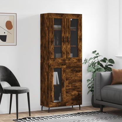 Skříň Highboard Betonově Šedá 69,5X34X180 Cm Kompozitní Dřevo
