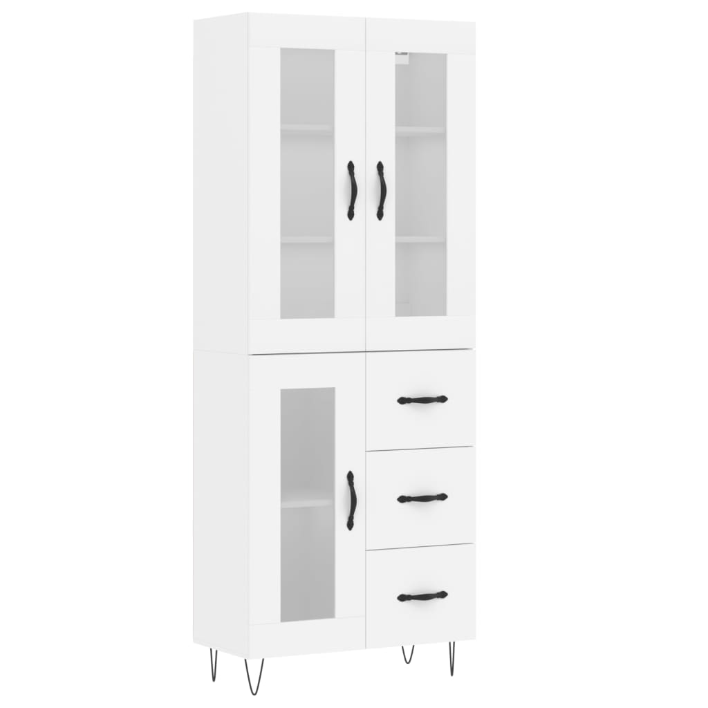 Skříň Highboard Bílá 69,5 X 34 X 180 Cm Kompozitní Dřevo
