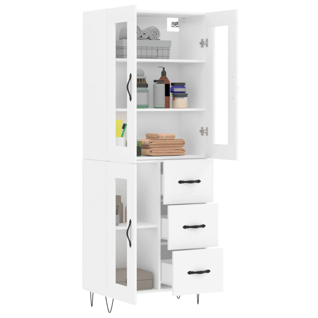 Skříň Highboard Bílá 69,5 X 34 X 180 Cm Kompozitní Dřevo
