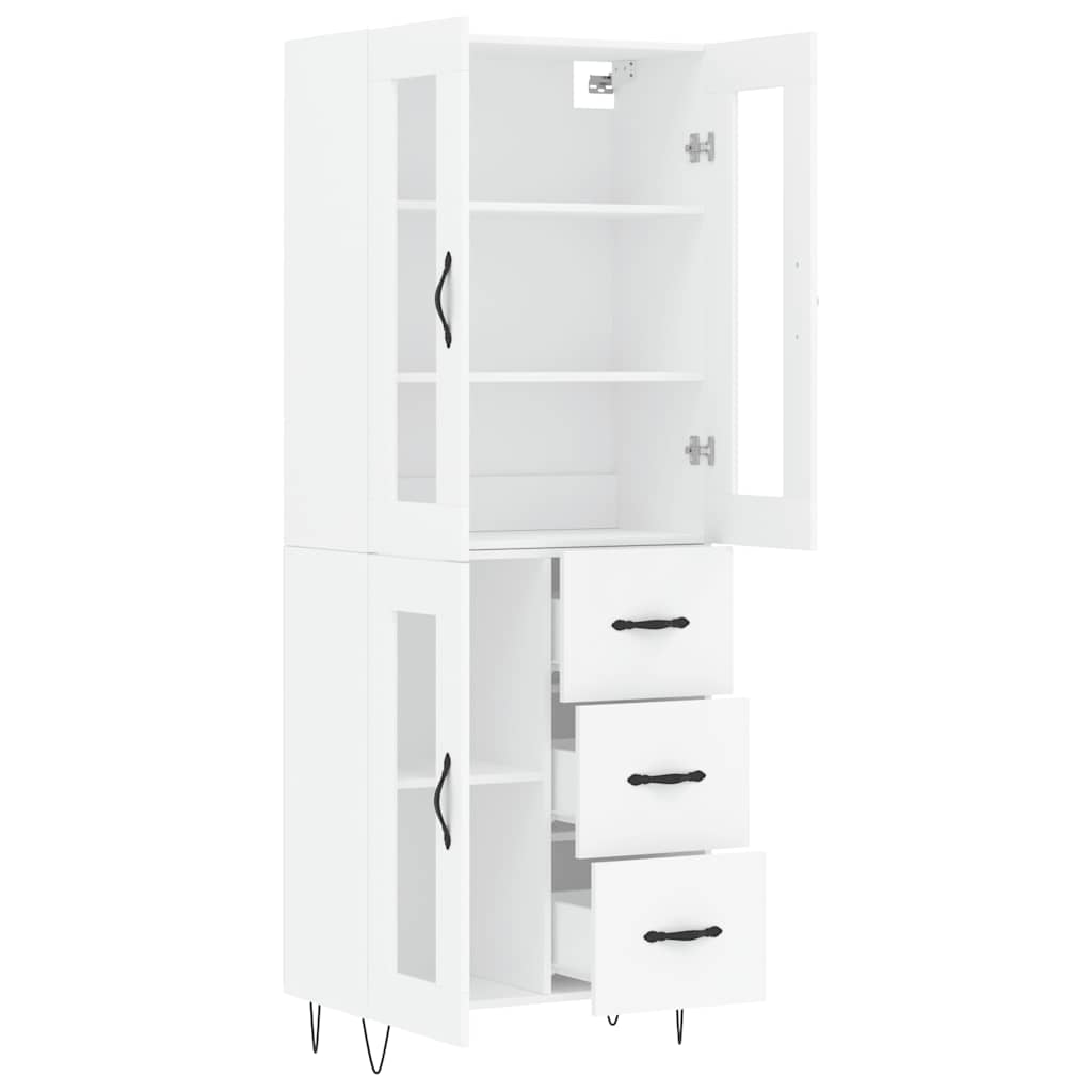 Skříň Highboard Bílá 69,5 X 34 X 180 Cm Kompozitní Dřevo