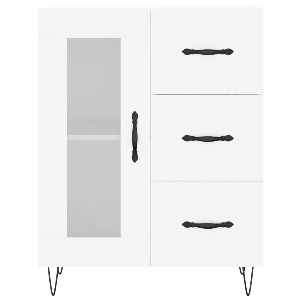 Skříň Highboard Bílá 69,5 X 34 X 180 Cm Kompozitní Dřevo