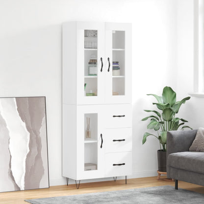 Skříň Highboard Bílá 69,5 X 34 X 180 Cm Kompozitní Dřevo