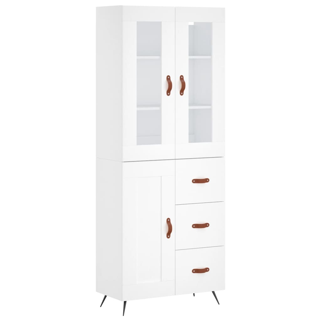 Skříň Highboard Bílá 69,5 X 34 X 180 Cm Kompozitní Dřevo