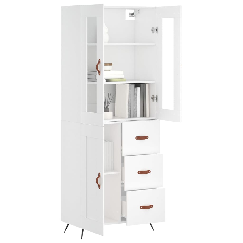 Skříň Highboard Bílá 69,5 X 34 X 180 Cm Kompozitní Dřevo