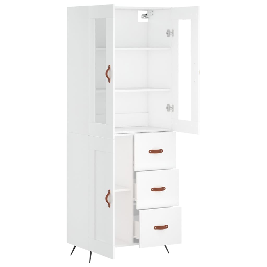 Skříň Highboard Bílá 69,5 X 34 X 180 Cm Kompozitní Dřevo