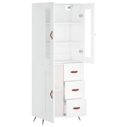 Skříň Highboard Bílá 69,5 X 34 X 180 Cm Kompozitní Dřevo