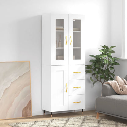 Skříň Highboard Šedá Sonoma 69,5 X 34 X 180 Cm Kompozitní Dřevo