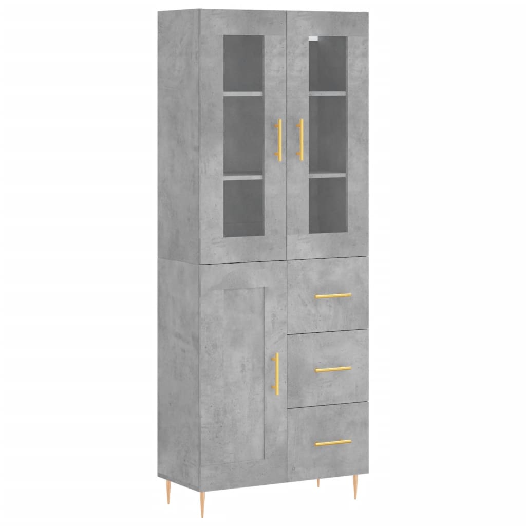 Skříň Highboard Betonově Šedá 69,5X34X180 Cm Kompozitní Dřevo