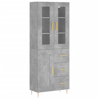 Skříň Highboard Betonově Šedá 69,5X34X180 Cm Kompozitní Dřevo