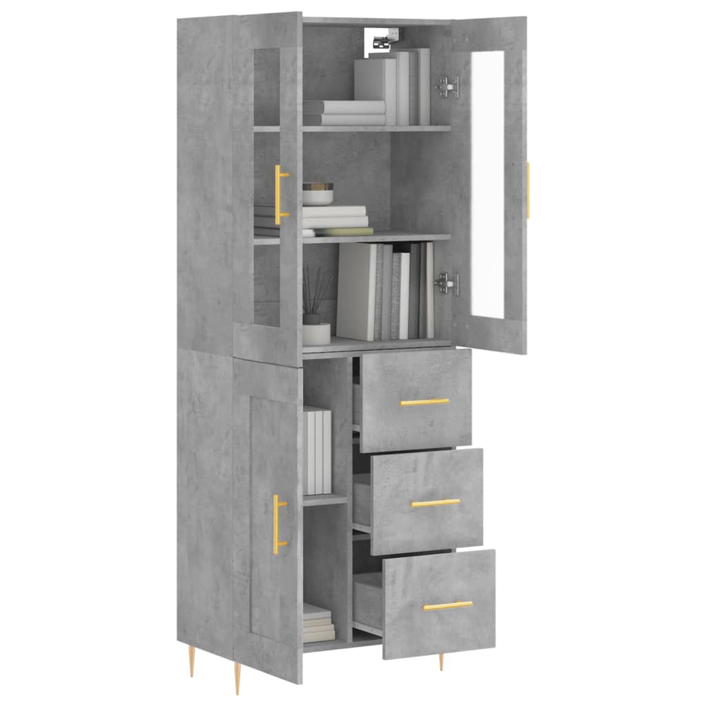 Skříň Highboard Betonově Šedá 69,5X34X180 Cm Kompozitní Dřevo