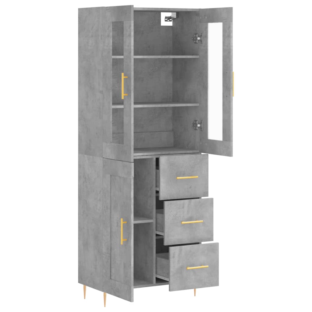 Skříň Highboard Betonově Šedá 69,5X34X180 Cm Kompozitní Dřevo