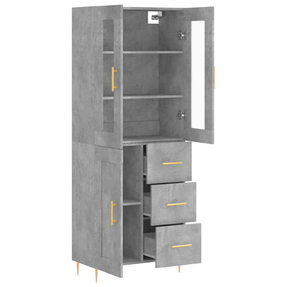 Skříň Highboard Betonově Šedá 69,5X34X180 Cm Kompozitní Dřevo