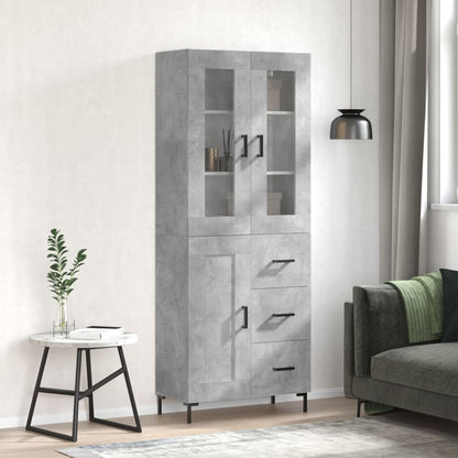 Skříň Highboard Šedá Sonoma 69,5 X 34 X 180 Cm Kompozitní Dřevo