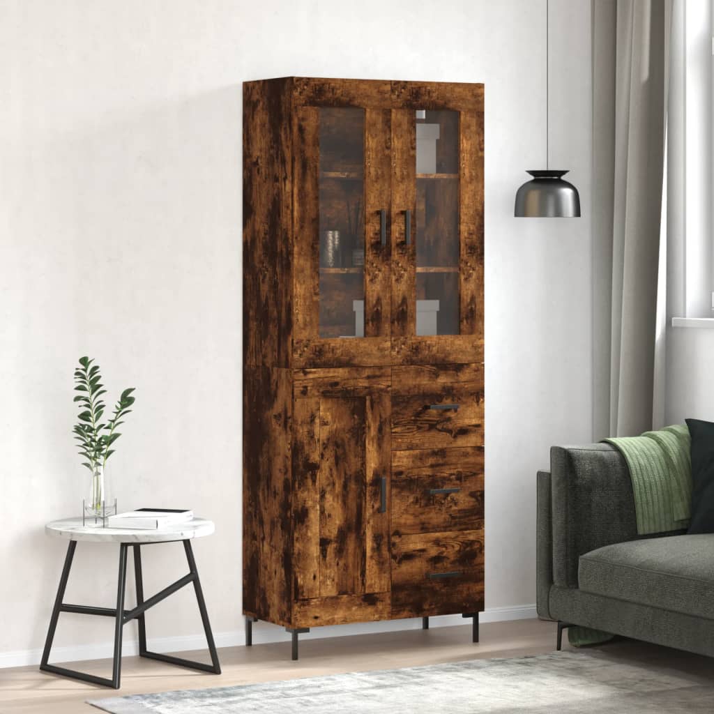 Skříň Highboard Šedá Sonoma 69,5 X 34 X 180 Cm Kompozitní Dřevo