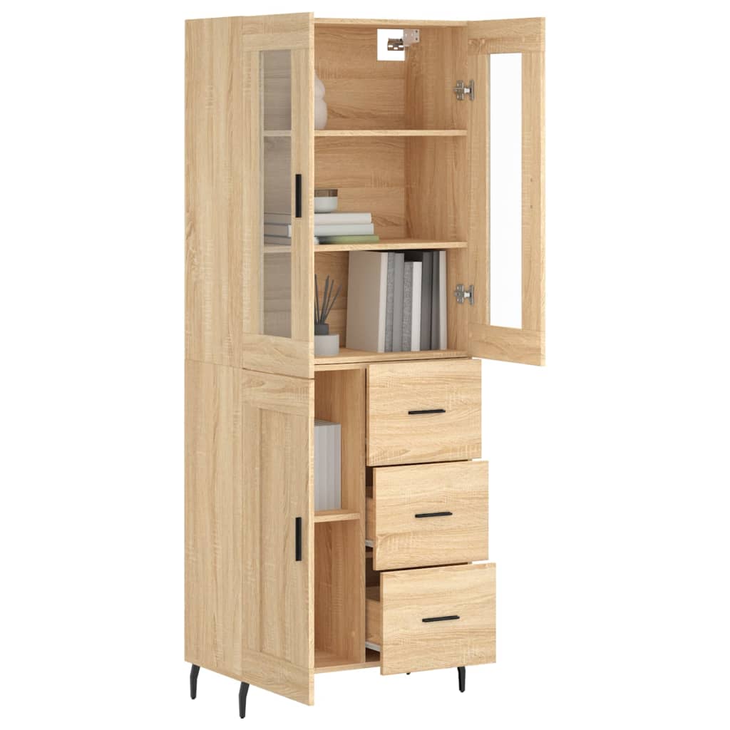 Skříň Highboard Dub Sonoma 69,5 X 34 X 180 Cm Kompozitní Dřevo