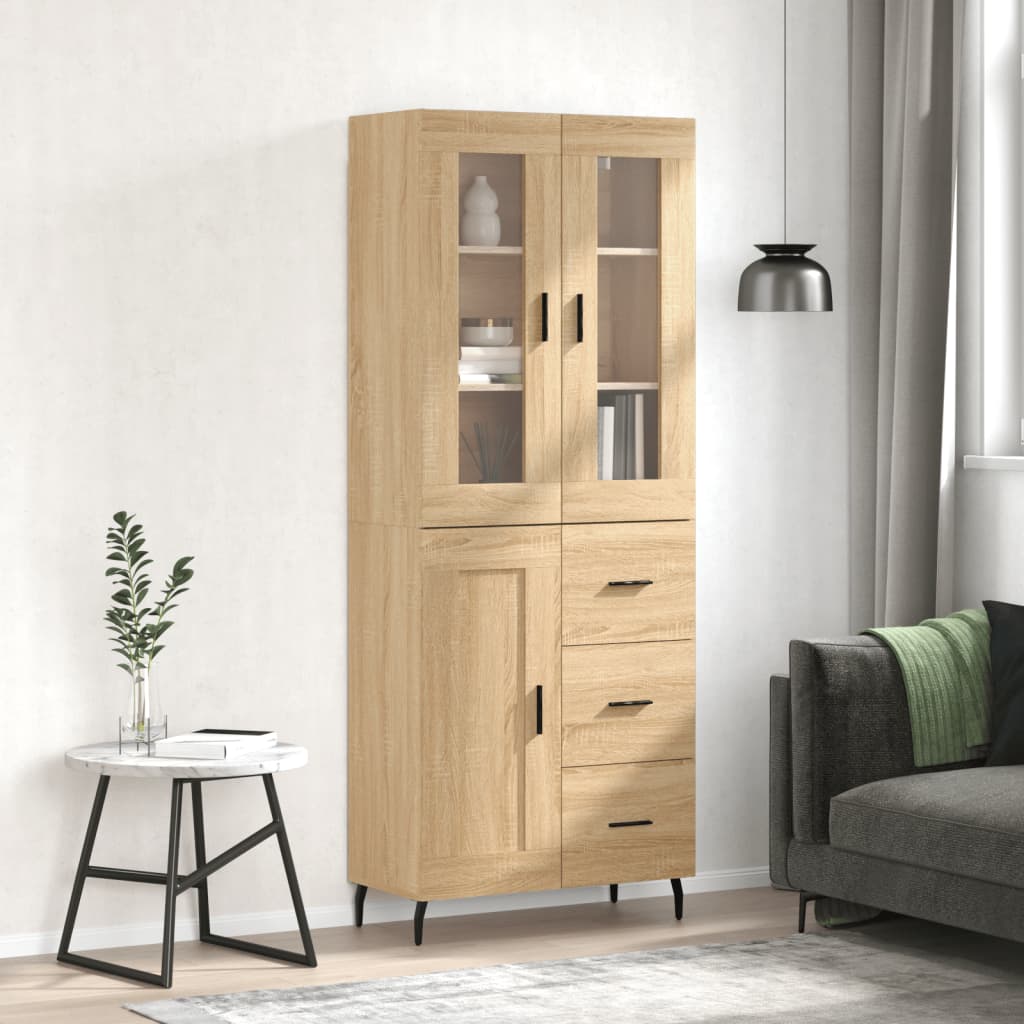 Skříň Highboard Dub Sonoma 69,5 X 34 X 180 Cm Kompozitní Dřevo