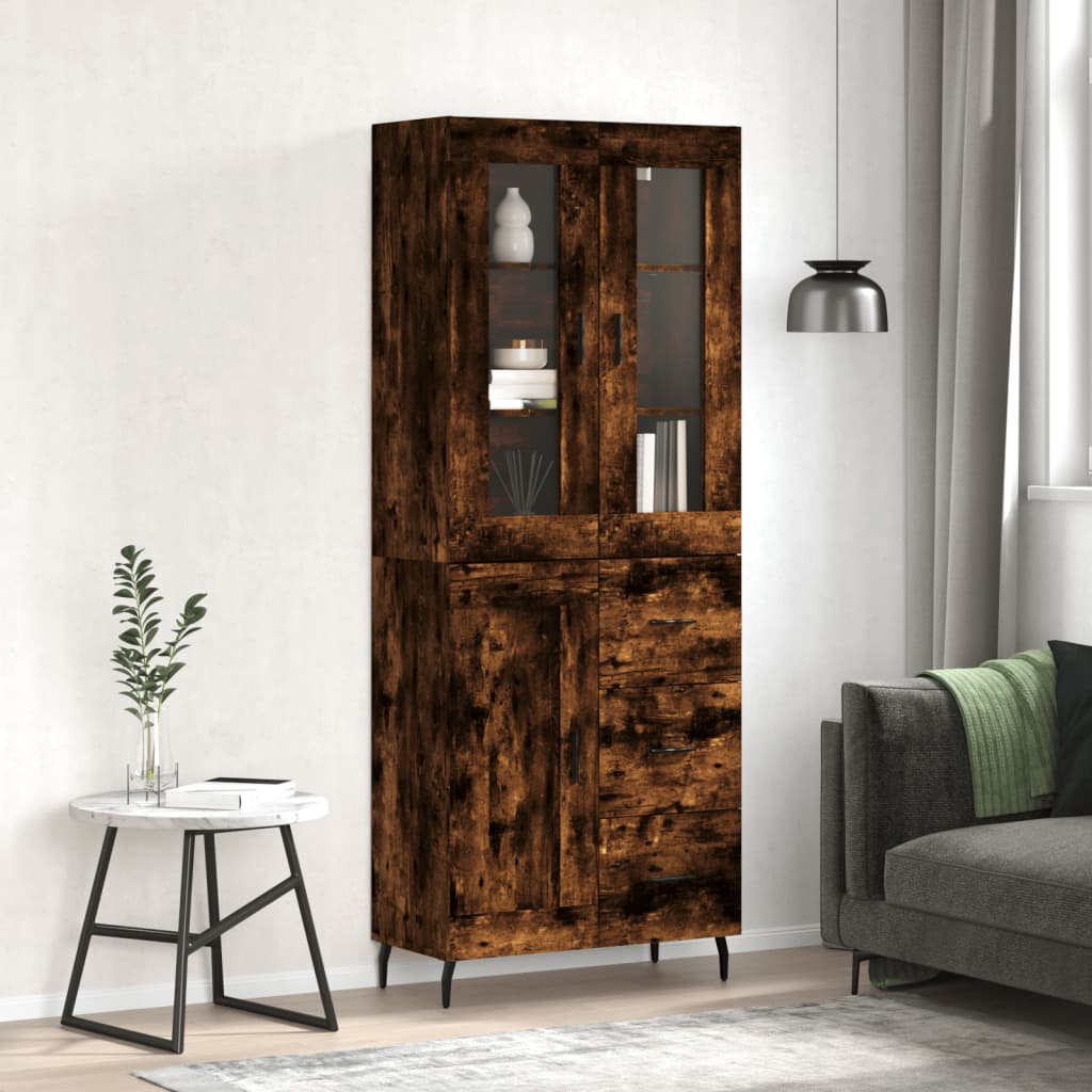 Skříň Highboard Betonově Šedá 69,5X34X180 Cm Kompozitní Dřevo