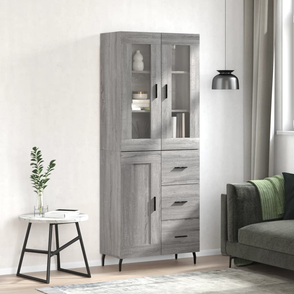 Skříň Highboard Betonově Šedá 69,5X34X180 Cm Kompozitní Dřevo