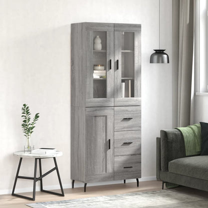 Skříň Highboard Betonově Šedá 69,5X34X180 Cm Kompozitní Dřevo