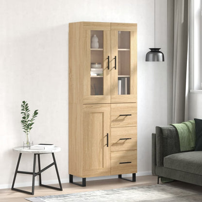 Skříň Highboard Betonově Šedá 69,5X34X180 Cm Kompozitní Dřevo