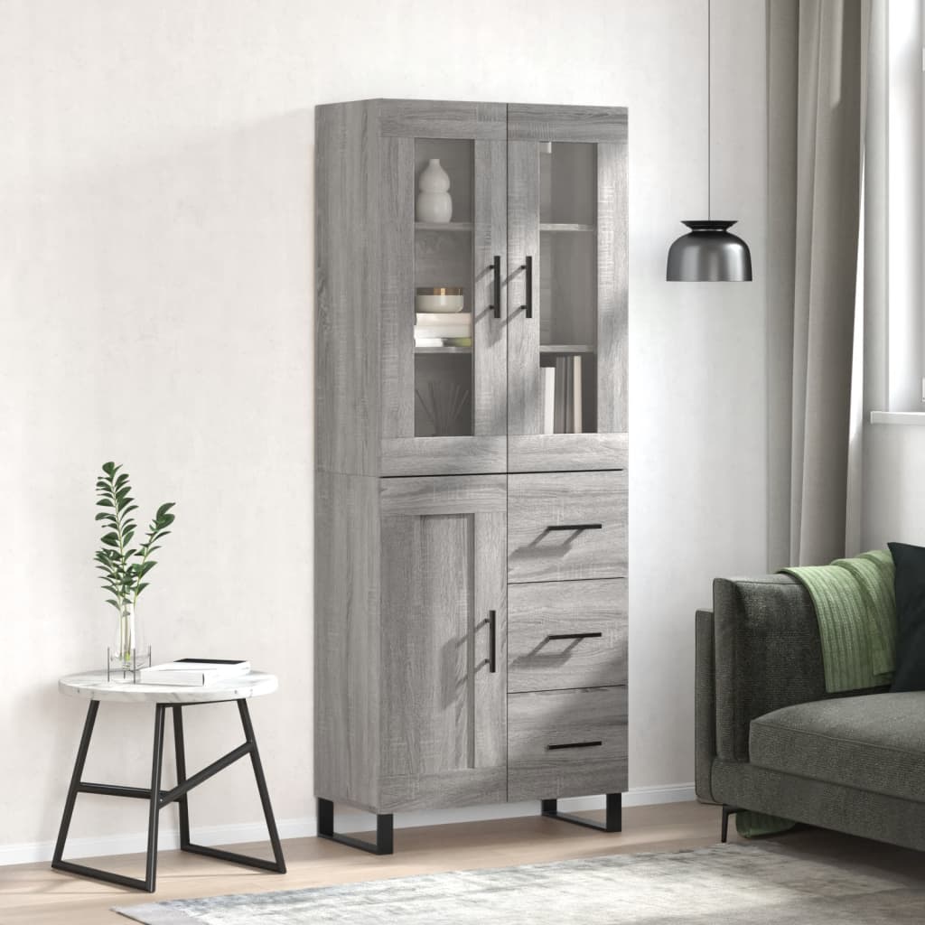 Skříň Highboard Betonově Šedá 69,5X34X180 Cm Kompozitní Dřevo