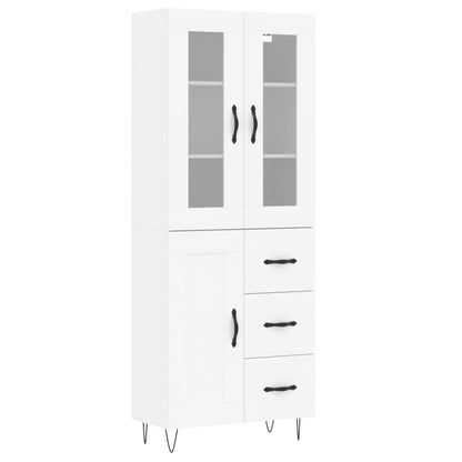 Skříň Highboard Bílá 69,5 X 34 X 180 Cm Kompozitní Dřevo
