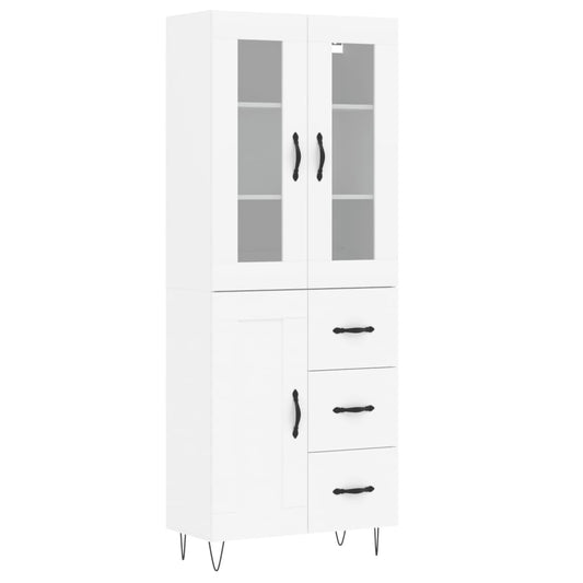 Skříň Highboard Bílá 69,5 X 34 X 180 Cm Kompozitní Dřevo