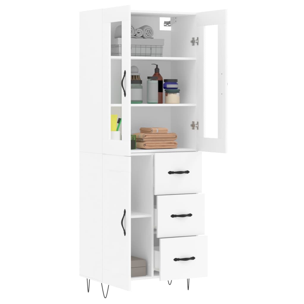 Skříň Highboard Bílá 69,5 X 34 X 180 Cm Kompozitní Dřevo