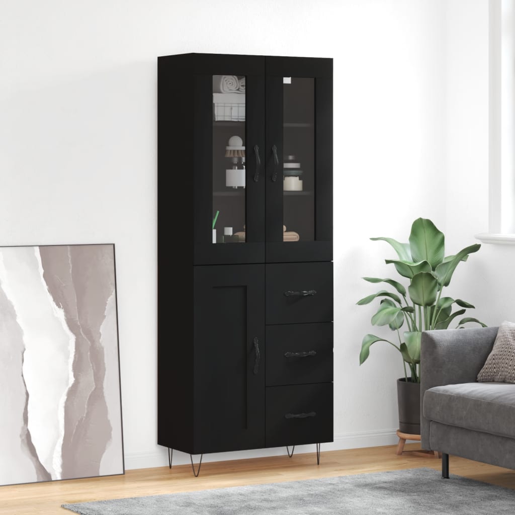 Skříň Highboard Lesklá Bílá 69,5 X 34 X 180 Cm Kompozitní Dřevo