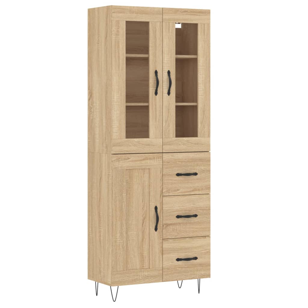 Skříň Highboard Dub Sonoma 69,5 X 34 X 180 Cm Kompozitní Dřevo