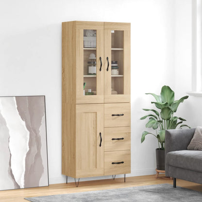 Skříň Highboard Dub Sonoma 69,5 X 34 X 180 Cm Kompozitní Dřevo