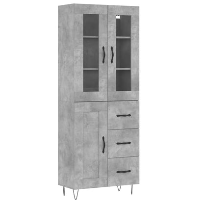 Skříň Highboard Betonově Šedá 69,5X34X180 Cm Kompozitní Dřevo