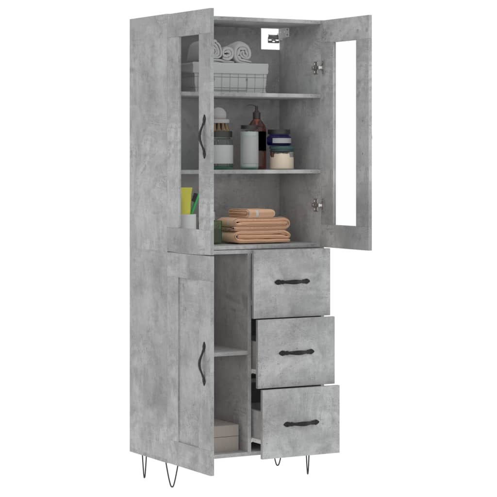Skříň Highboard Betonově Šedá 69,5X34X180 Cm Kompozitní Dřevo
