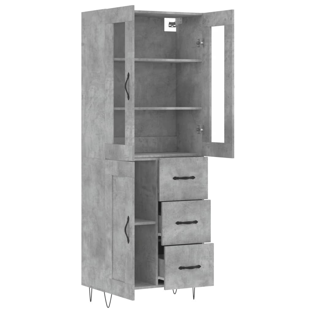Skříň Highboard Betonově Šedá 69,5X34X180 Cm Kompozitní Dřevo