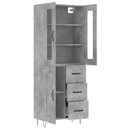 Skříň Highboard Betonově Šedá 69,5X34X180 Cm Kompozitní Dřevo