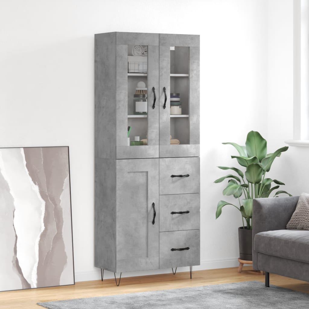 Skříň Highboard Betonově Šedá 69,5X34X180 Cm Kompozitní Dřevo